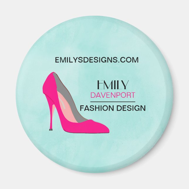 Hot Pink Stiletto High Heel Shoe Chic Business Magnet (Vorne)