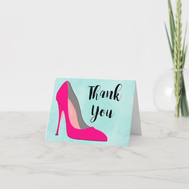 Hot Pink Stiletto High Heel Shoe Chic Vielen Dank Dankeskarte (Vorderseite)
