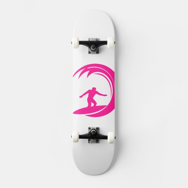 Hot Pink Surfing Skateboard (Vorderseite)