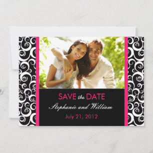 Hot Pink Swirf Foto Save the Date