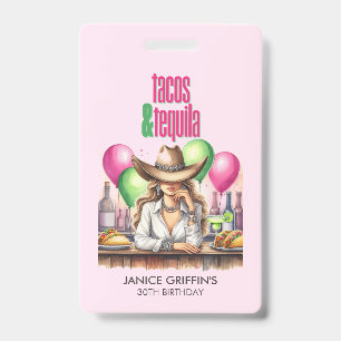 Hot Pink Tacos Birthday Bachelorette Brautparty Ausweis