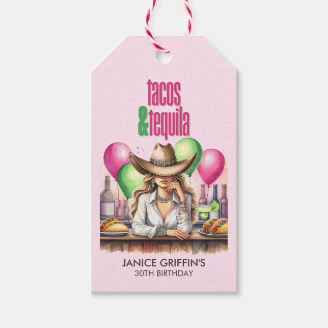 Hot Pink Tacos Birthday Bachelorette Brautparty Geschenkanhänger (Vorderseite)