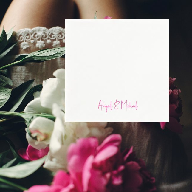 Hot Pink Text Wedding Cocktail Serviette (Von Creator hochgeladen)