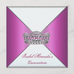 Hot Pink Tiara Quinceanera 15. Party Einladung