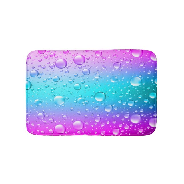 Hot Pink und Aqua Blauer Wassertropfen Badematte (Vorderseite)