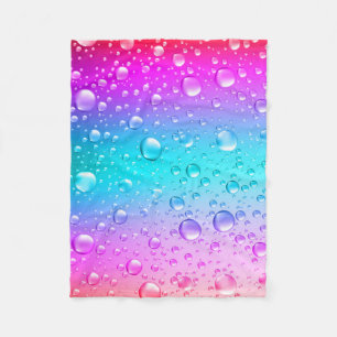 Hot Pink und Aqua Blauer Wassertropfen Fleecedecke