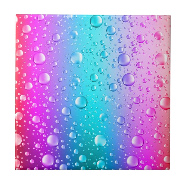 Hot Pink und Aqua Blauer Wassertropfen Fliese (Vorderseite)