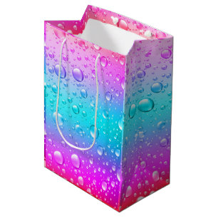 Hot Pink und Aqua Blauer Wassertropfen Mittlere Geschenktüte