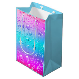 Hot Pink und Aqua Blauer Wassertropfen Mittlere Geschenktüte