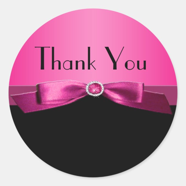 Hot PInk und Black Dankeschön Sticker (Vorderseite)
