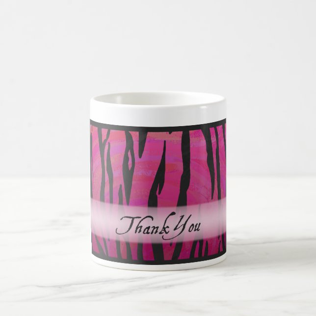 Hot Pink und Black Tiger Strip Vielen Dank Kaffeetasse (Mittel)