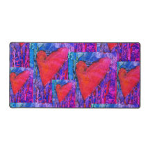Hot Pink und Blue Multiple Heardesk Mat