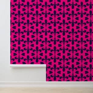 Hot Pink und Deep Blue Fleur De Lys Muster Tapete