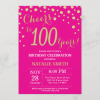 Hot Pink und Gold 100. Geburtstag Diamant