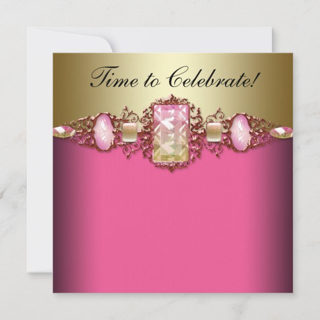 Hot Pink und Gold Geburtstagsparty Einladung (Vorderseite)