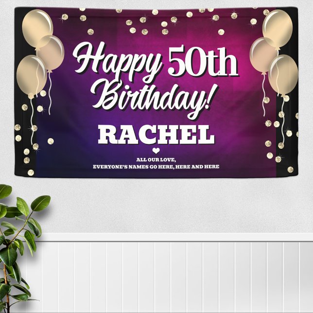 Hot Pink und Gold Happy Birthday Banner (Von Creator hochgeladen)