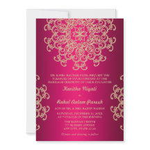 HOT PINK UND GOLD INDIAN STIL WEDING INVITATION