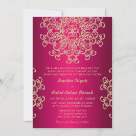 HOT PINK UND GOLD INDIAN STIL WEDING INVITATION EINLADUNG
