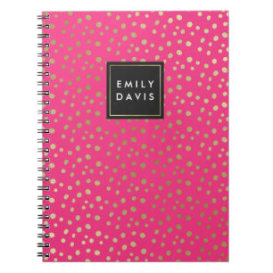 Hot Pink und Gold Spots Notizbuch Notizblock