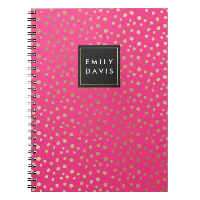 Hot Pink und Gold Spots | Notizbuch Notizblock (Vorderseite)