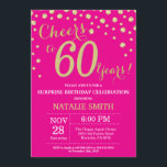 Hot Pink und Gold Überraschung 60. Geburtstag Diam Einladung<br><div class="desc">Überraschung 60. Geburtstag Einladung mit Hot Pink und Gold Glitzer Diamond Hintergrund. Gold Confetti. Erwachsener Geburtstag. Männer oder Frauen zum Geburtstag.
Für weitere Anpassungen klicken Sie bitte auf die Schaltfläche "Anpassen" und verwenden Sie unser Designwerkzeug,  um diese Vorlage zu ändern.</div>