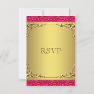 Hot Pink und Gold Wedding RSVP