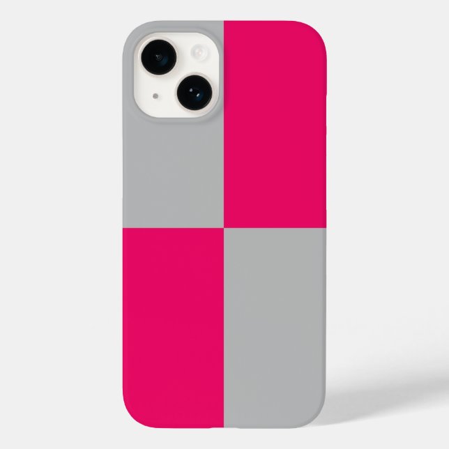 Hot Pink und Graue Farbblöcke Case-Mate iPhone 14 Hülle (Rückseite)