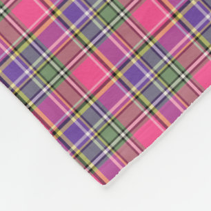 Hot Pink und Lila Vintages Kariertes Muster Fleecedecke