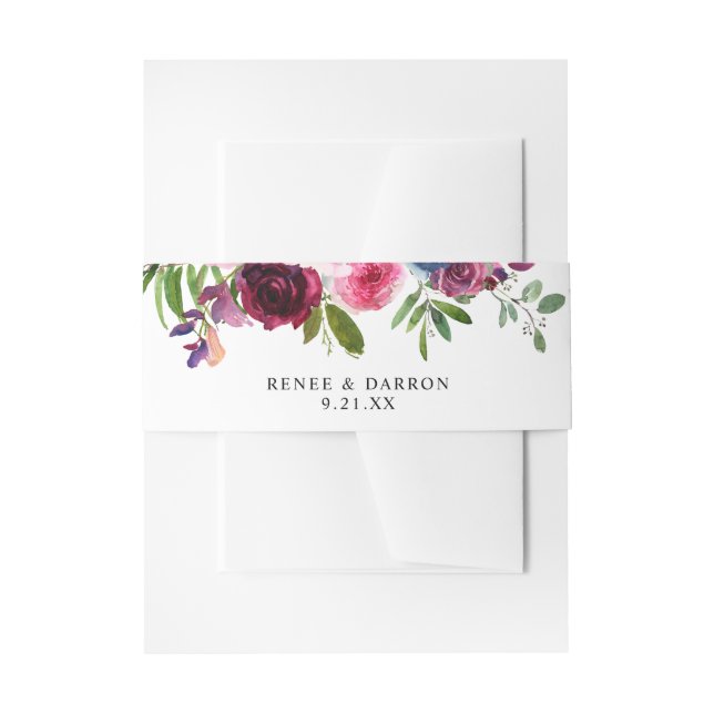 Hot Pink und Navy Blue Floral 3B Einladungsbanderole (Vorderseite Beispiel)