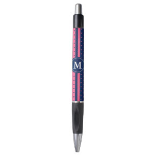 Hot Pink und Navy Blue Polka Punkte Kugelschreiber