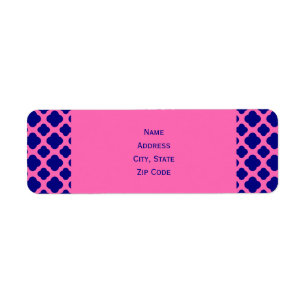 Hot Pink und Navy Blue Quatrefoil Pattern