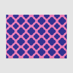 Hot Pink und Navy Blue Quatrefoil Pattern Seidenpapier