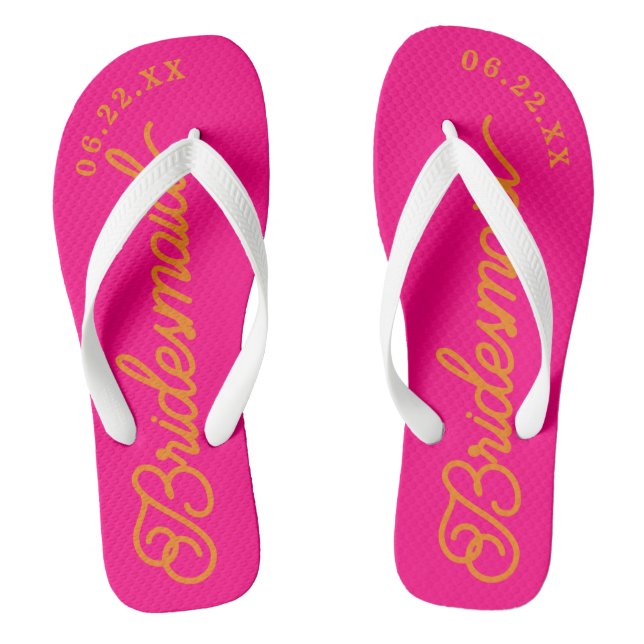 Hot Pink und Orange Custom Brautparty Flip Flops (Fußbett)