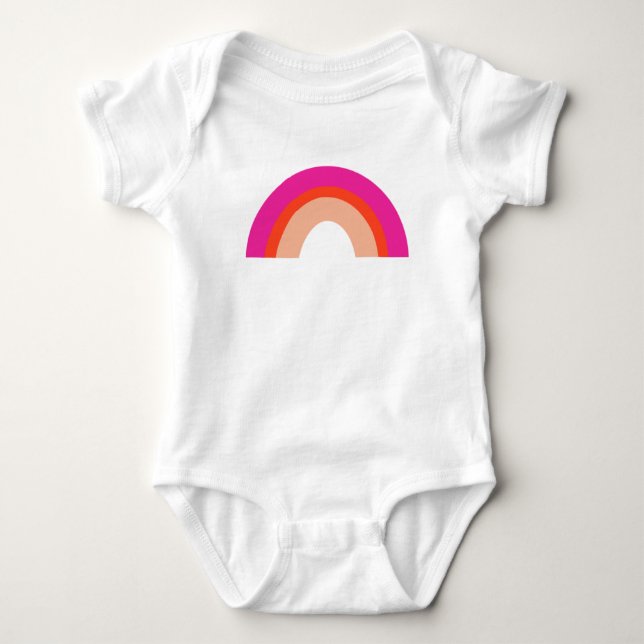 Hot Pink und Orange Rainbow Baby Bodysuit Strampler (Vorderseite)