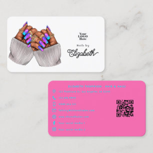 Hot-Pink und türkisfarbener afrikanischer Nagelsal Visitenkarte