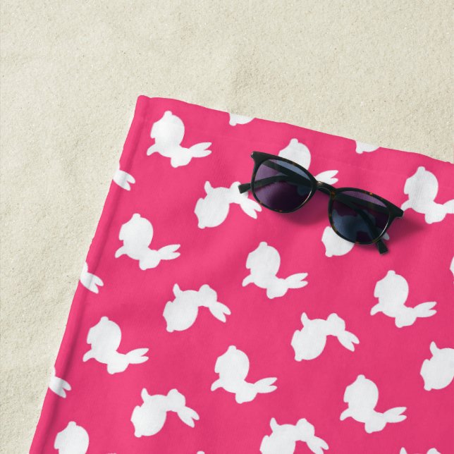 Hot Pink und White Bunny Rabbits Badtuch Strandtuch (Beispiel)