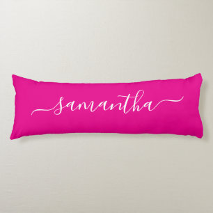 Hot Pink und White Elegant Script Signature Name Seitenschläferkissen