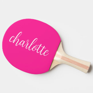 Hot Pink und White Girly Calligrafy Script Tischtennis Schläger