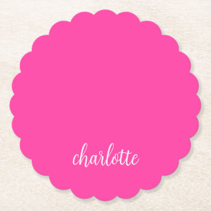 Hot Pink und White Girly Calligrafy Script Untersetzer