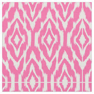 Hot Pink und White Ikat Muster Stoff