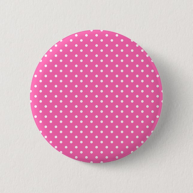 Hot Pink und White Polka Dot Muster Button (Vorderseite)