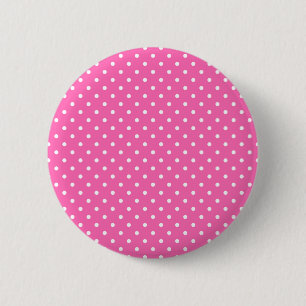 Hot Pink und White Polka Dot Muster Button