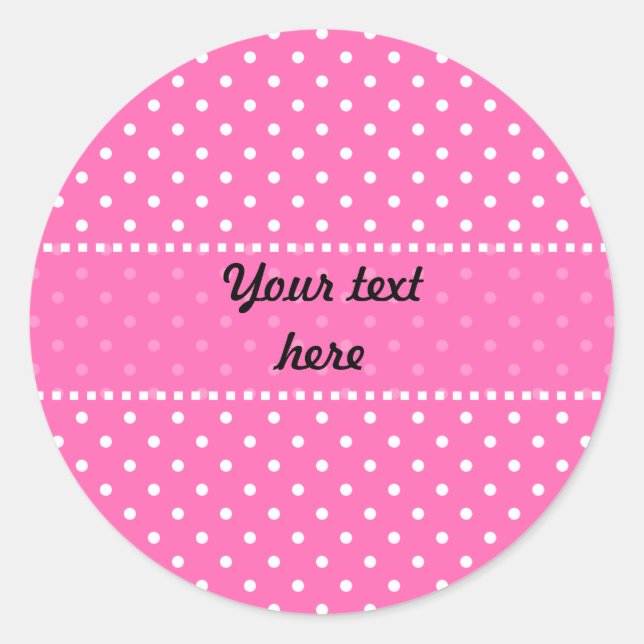 Hot Pink und White Polka Dot Muster Runder Aufkleber (Vorderseite)