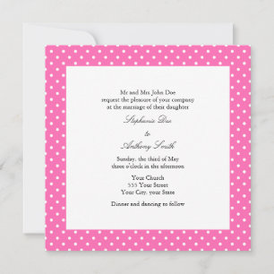 Hot Pink und White Polka Dot Wedding Einladung
