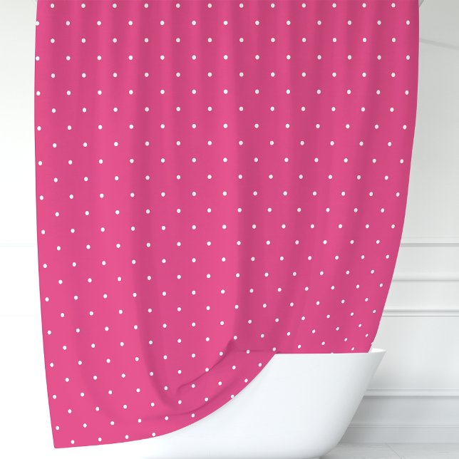Hot Pink und White Polka Dots Duschvorhang (Von Creator hochgeladen)
