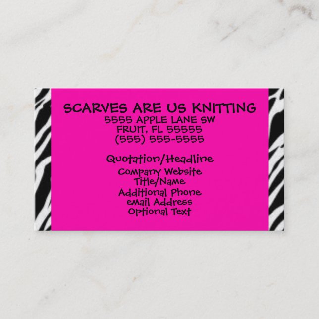 Hot Pink und Zebra Print Visitenkarte (Vorderseite)