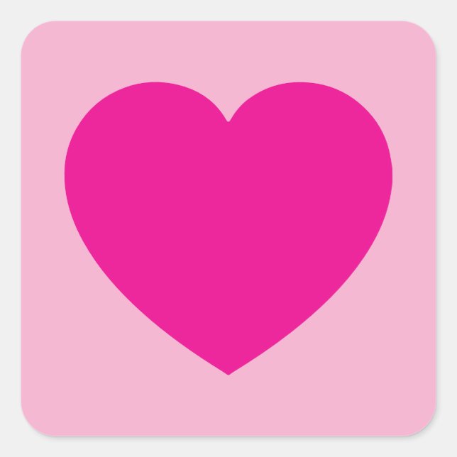 Hot Pink Valentines Herz Quadratischer Aufkleber (Vorderseite)