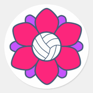 Hot Pink Volleyball Girl Runder Aufkleber