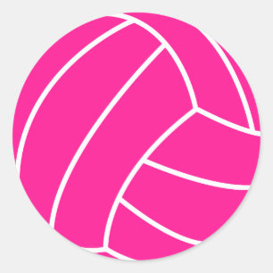 Hot Pink Volleyball Runder Aufkleber