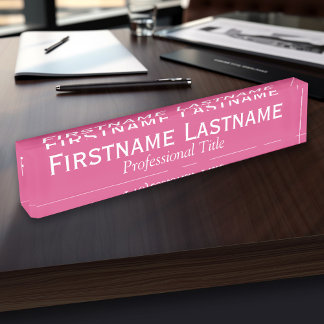Hot Pink - Vollständiger Name und Beruflicher Tite Namensplakette